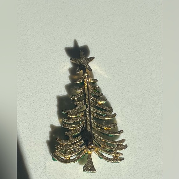 Vintage Christmas tree ornament pin brooch sparkly 3” - Picture 4 of 4